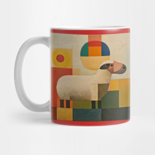 Sheep - Retro Modernism Style Colorful Abstraction Mug