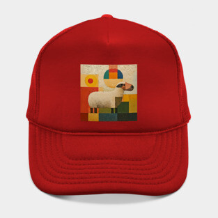Sheep - Retro Modernism Style Colorful Abstraction Hat