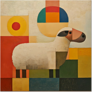 Sheep - Retro Modernism Style Colorful Abstraction Posters and Art