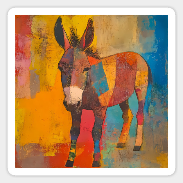 Donkey - Abstract Retro Color Abstract Design Magnet by TuncGK