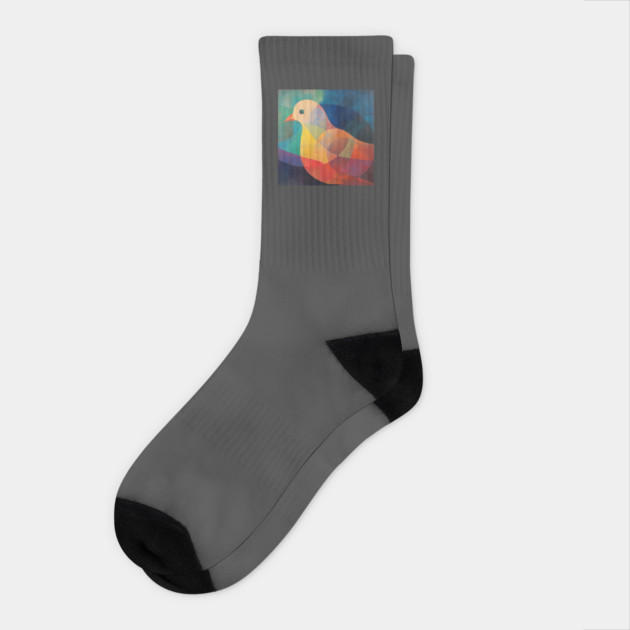 Dove - Abstract Modernist Style Cute Animal Socks by TuncGK
