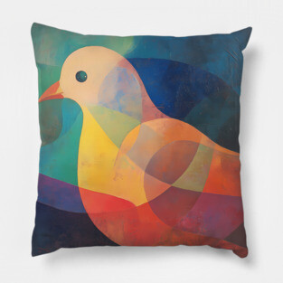 Dove - Abstract Modernist Style Cute Animal Pillow