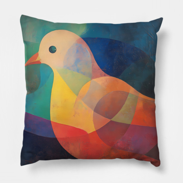 Dove - Abstract Modernist Style Cute Animal Pillow by TuncGK