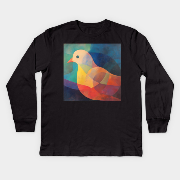 Dove - Abstract Modernist Style Cute Animal Kids Long Sleeve T-Shirt by TuncGK