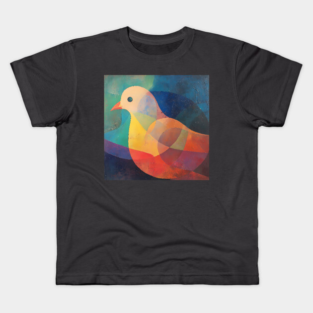 Dove - Abstract Modernist Style Cute Animal Kids T-Shirt by TuncGK