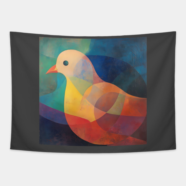 Dove - Abstract Modernist Style Cute Animal Tapestry by TuncGK