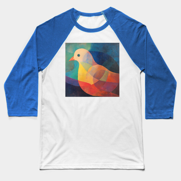 Dove - Abstract Modernist Style Cute Animal Baseball T-Shirt by TuncGK