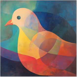 Dove - Abstract Modernist Style Cute Animal Posters and Art