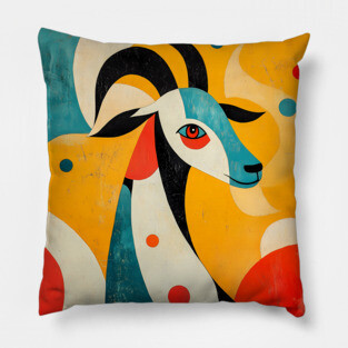 Goat - Mid Century Modernism Retro Animal Pillow