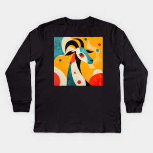 Goat - Mid Century Modernism Retro Animal Kids Long Sleeve T-Shirt