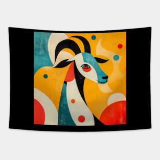Goat - Mid Century Modernism Retro Animal Tapestry
