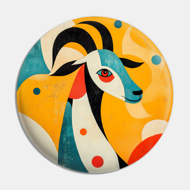 Goat - Mid Century Modernism Retro Animal Pin by TuncGK
