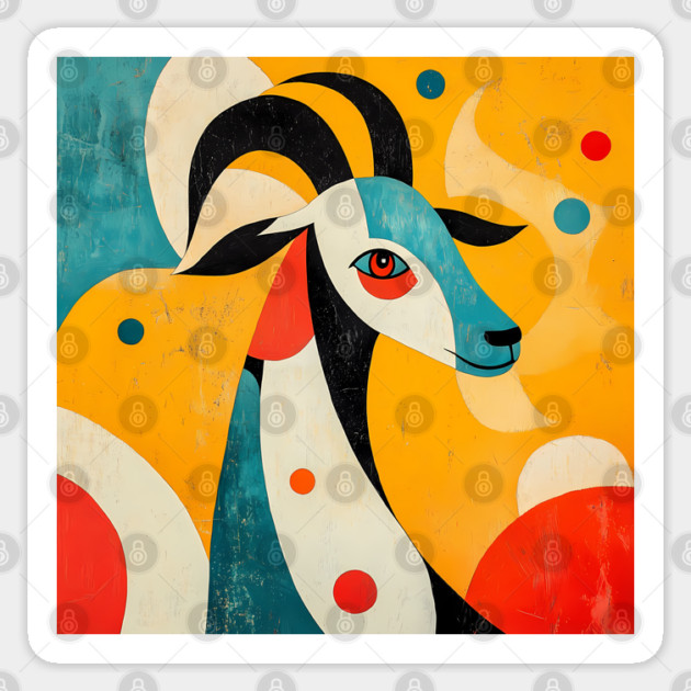 Goat - Mid Century Modernism Retro Animal Sticker by TuncGK