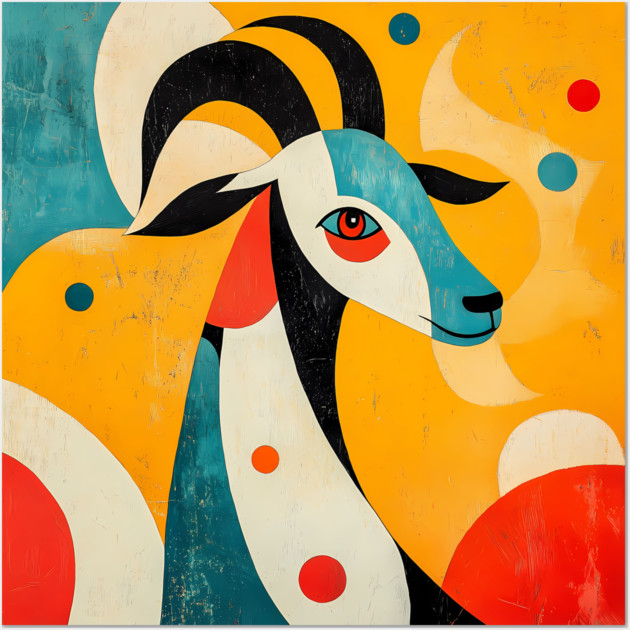 Goat - Mid Century Modernism Retro Animal Wall Art by TuncGK