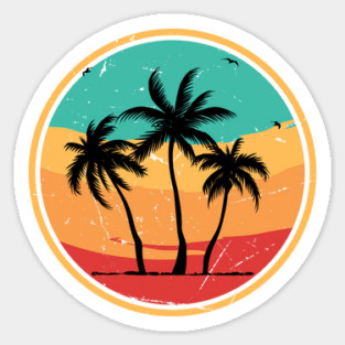 Vintage Tropical Palm Tree Beach Sticker