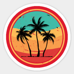 Vintage Tropical Palm Tree Beach Magnet