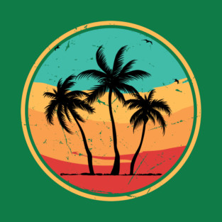 Vintage Tropical Palm Tree Beach T-Shirt