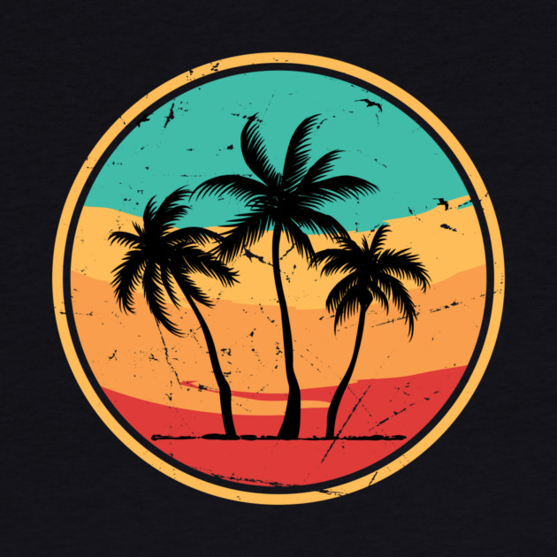 Vintage Tropical Palm Tree Beach by The WYLD Tribe