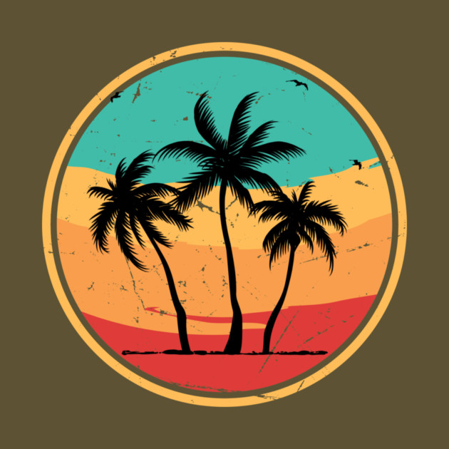 Vintage Tropical Palm Tree Beach by The WYLD Tribe