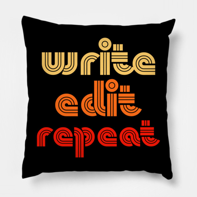 retro write edit repeat Pillow by H. R. Sinclair