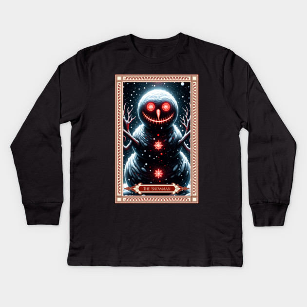 The Snowman Tarot Card Kids Long Sleeve T-Shirt by HolidayBug