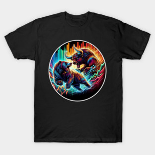 Stock Market Cryptocurrency Market Bull And Bear T-Shirt