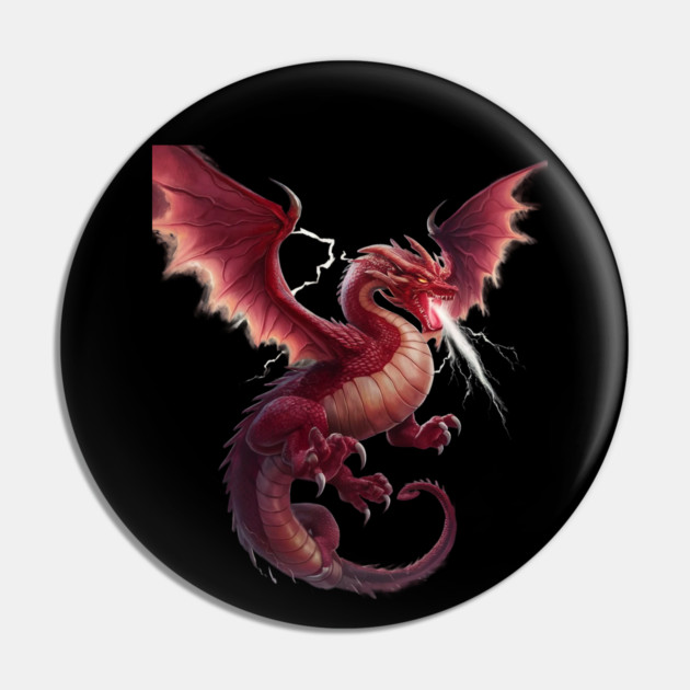 Red Dragon with Expansive Wings, Sharp Claws, and Scales Pin by animegirlnft