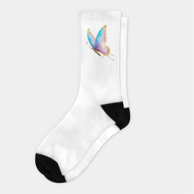 Butterfly with Wings that Have a Gradient of Colors Ranging from Blue at the Top to Pink Towards the Bottom Socks by animegirlnft