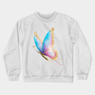 Butterfly with Wings that Have a Gradient of Colors Ranging from Blue at the Top to Pink Towards the Bottom Crewneck Sweatshirt