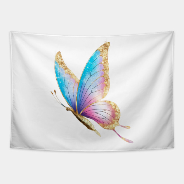 Butterfly with Wings that Have a Gradient of Colors Ranging from Blue at the Top to Pink Towards the Bottom Tapestry by animegirlnft