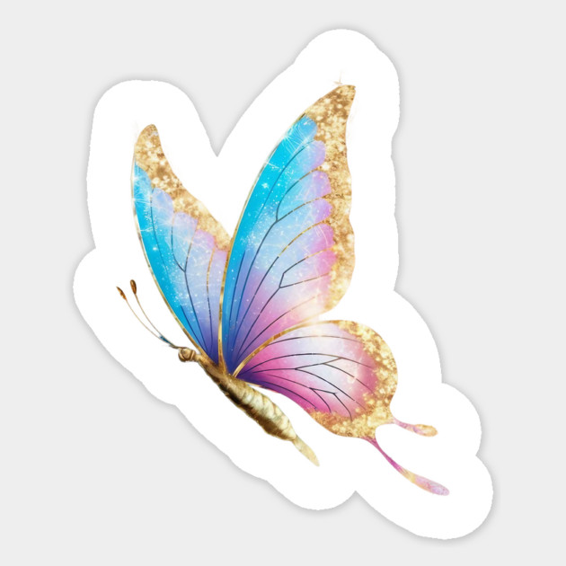 Butterfly with Wings that Have a Gradient of Colors Ranging from Blue at the Top to Pink Towards the Bottom Sticker by animegirlnft
