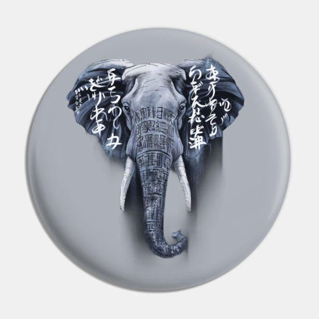 Elephant Head and Upper Trunk Against Overlaid with Japanese Text in Varying Fonts and Sizes Pin by animegirlnft