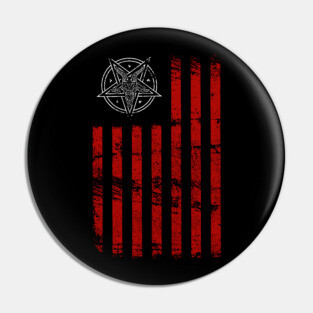Hail Satan American Occult Flag  print Pin
