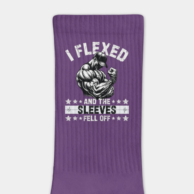 Mens I Flexed and The Sleeves Fell Off Funny Gym Workout by JessArty