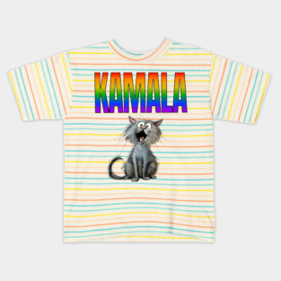 Cats and Cat Ladies for KAMALA shout it out rainbow design Kids T-Shirt