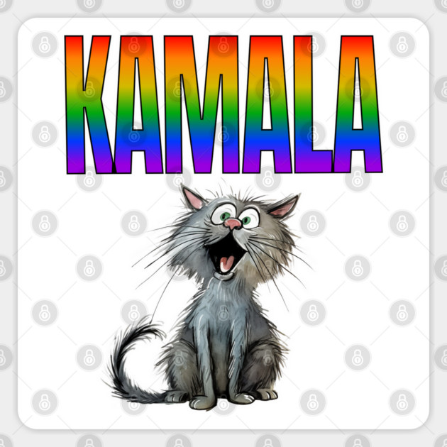 Cats and Cat Ladies for KAMALA shout it out rainbow design Sticker by Luxinda