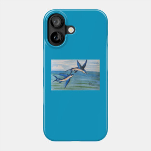 Flying fish gliding over the sea Phone Case