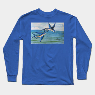 Flying fish gliding over the sea Long Sleeve T-Shirt