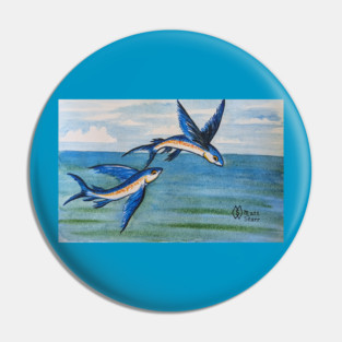 Flying fish gliding over the sea Pin