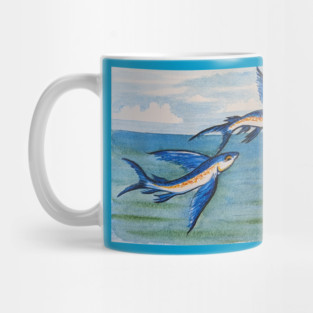 Flying fish gliding over the sea Mug