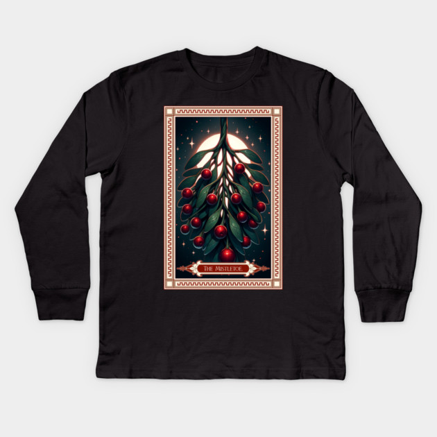The Mistletoe Tarot Card Kids Long Sleeve T-Shirt by HolidayBug