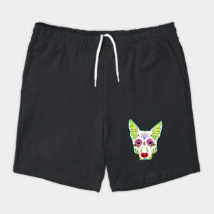 German Shepherd in White - Day of the Dead Sugar Skull Dog Shorts