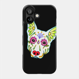 German Shepherd in White - Day of the Dead Sugar Skull Dog Phone Case