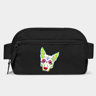 German Shepherd in White - Day of the Dead Sugar Skull Dog Bag