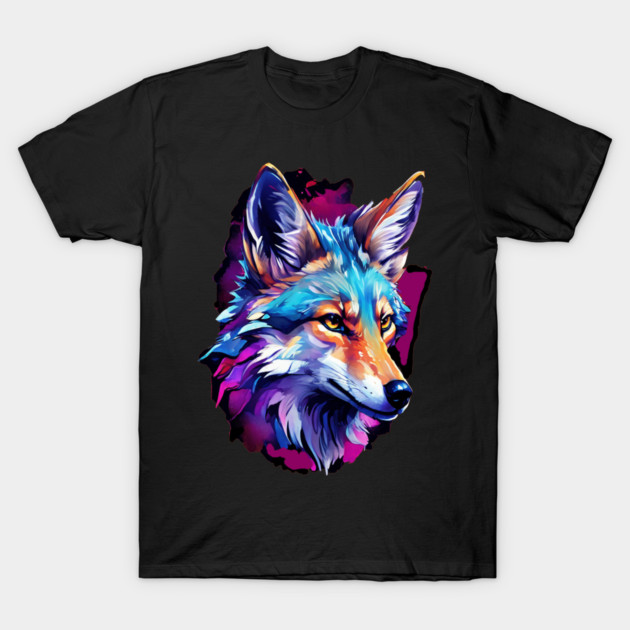 Vibrant Jackal Wild Dog T-Shirt by BirdsnStuff