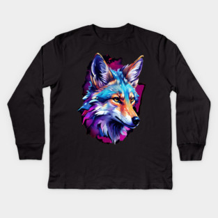 Vibrant Jackal Wild Dog Kids Long Sleeve T-Shirt