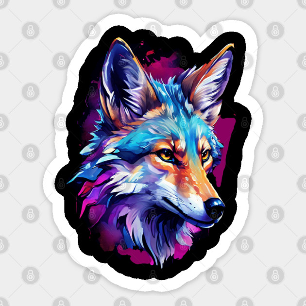 Vibrant Jackal Wild Dog Sticker by BirdsnStuff