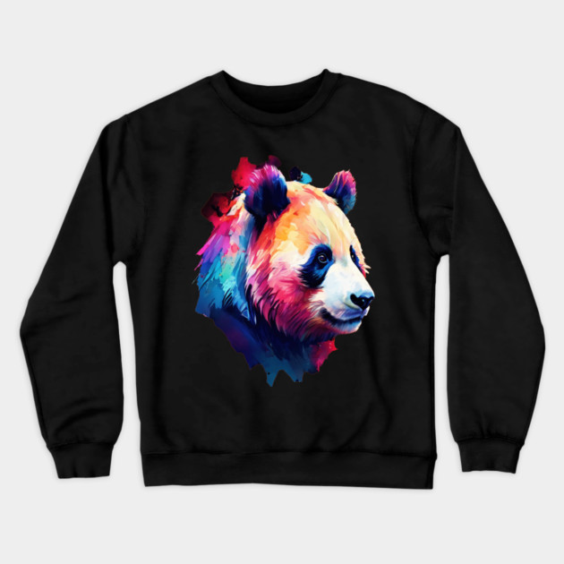 Painted Panda Bear Crewneck Sweatshirt by BirdsnStuff