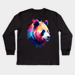 Painted Panda Bear Kids Long Sleeve T-Shirt