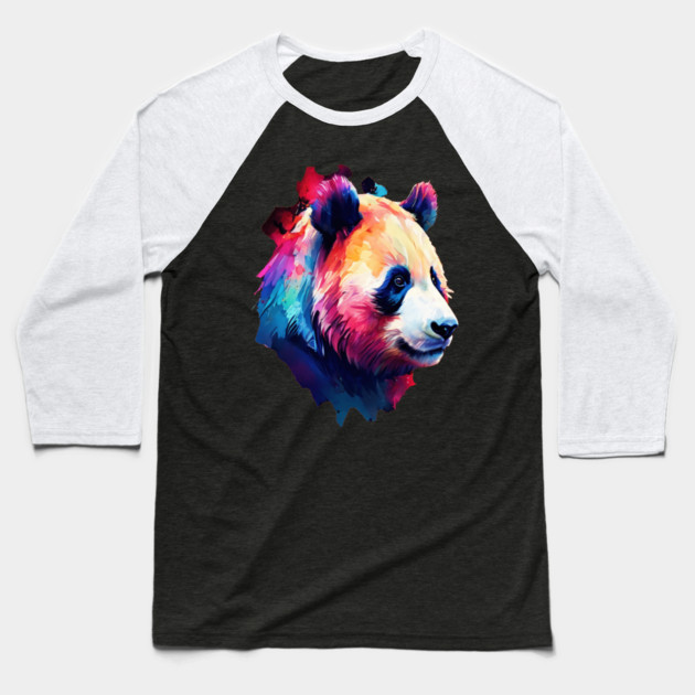 Painted Panda Bear Baseball T-Shirt by BirdsnStuff